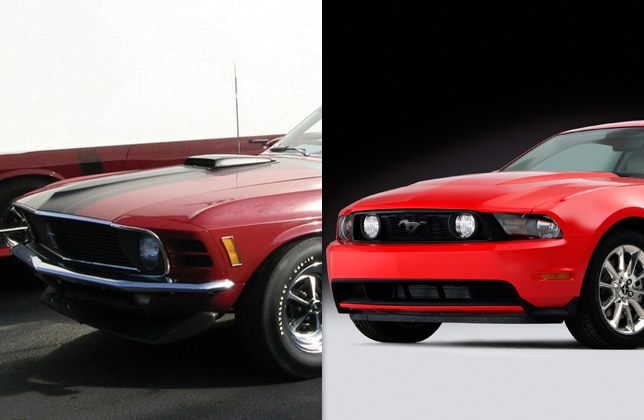 1970 Boss 302 Mustang and 2011 Mustang GT (front) 1970 Boss 302 Mustang and 2011 Mustang GT (front)