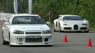 nissan skyline gt-r r34 900hp vs. bugatti veyron 1001hp