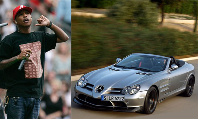 Pharell and his Mercedes SLR Pharell and his Mercedes SLR