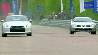 mercedes mclaren slr vs aston martin dbs mansory and nissan gt-r [hd video]