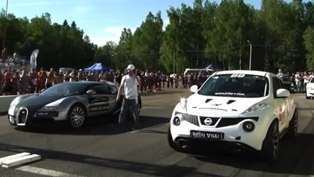 bugatti veyron vs nissan juke r [video]