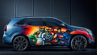kia reveals unique justice league car at comic-con