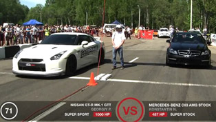 nissan gt-r gtt 1000 vs gt-r boostlogic godzilla, c63 amg and cls63 amg gorilla racing