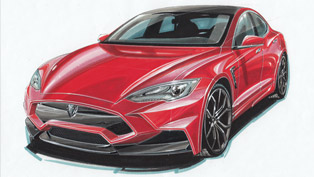 larte design is drawing your attention with a sketch of basalt-made tesla