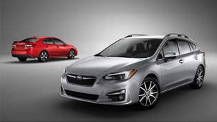 subaru showcases 2017 impreza hatch and sedan models 