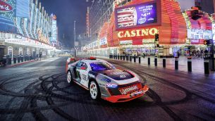 ken block and the audi s1 hoonitron electrify las vegas